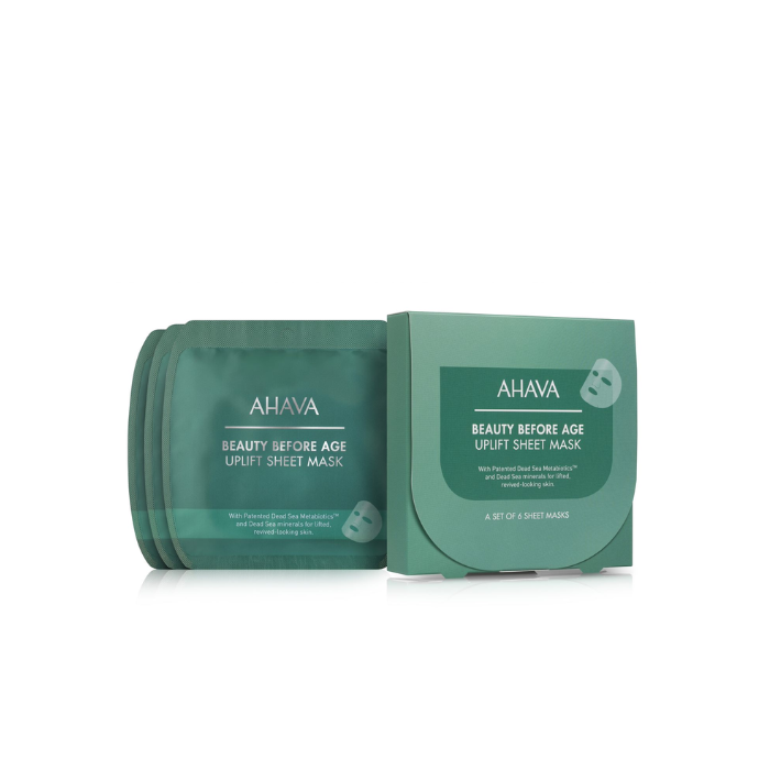 AHAVA BEAUTY BEFORE AGE UPLIFT STANGRINAMOSIOS LAKŠTINĖS KAUKĖS, 6 vnt.